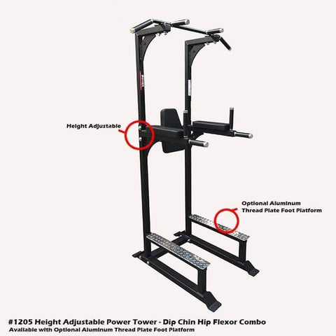 Image of PB 1205E Height Adjustable Power Tower-chin Dip And Hip Flexor Combo