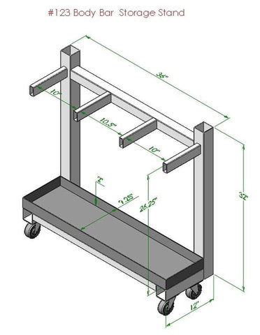 Image of PB 123B Body Bar Storage Rack With Wheels