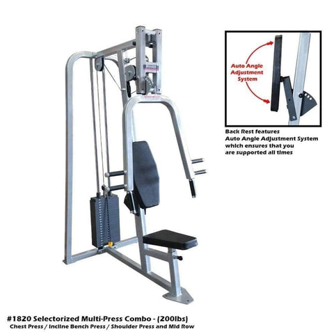 Image of PB 1820 Selectorized Multi-press Combo (Chest Press/incline Press/shoulder Press/mid Row)