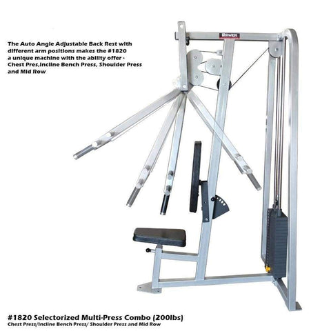 Image of PB 1820 Selectorized Multi-press Combo (Chest Press/incline Press/shoulder Press/mid Row)