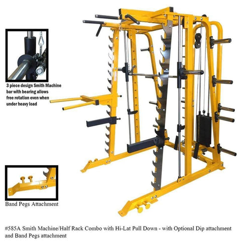 Image of PB 585A Smith Machine Half Rack With Hi Lat/low Row Combo
