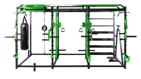 Image of T104 Multi-Exercise CrossFit Cage with Plate-Loaded Functional Trainer and Lever Arms with Punching Bags