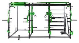 T104 CrossFit Cage with Plate-Loaded Functional Trainer and Lever Arms with Punching Bags