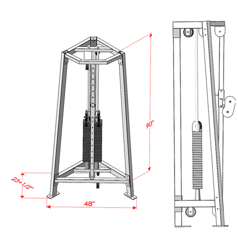 Image of PB 3008 Selectorized Dual Pulley Adjustable Tower (200lb Weight Stack)