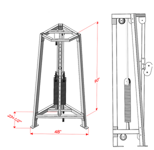 PB 3008 Selectorized Dual Pulley Adjustable Tower (200lb Weight Stack)
