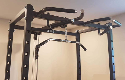 With Row Handle and Bar / With Multi Grip Station Power Body 1165B Full Power Rack With Hi Lat/Low Row