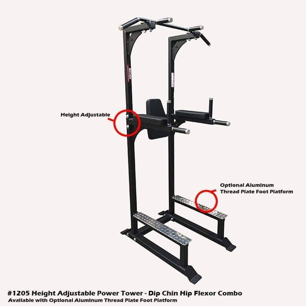 PB 1205E Height Adjustable Power Tower-chin Dip And Hip Flexor Combo