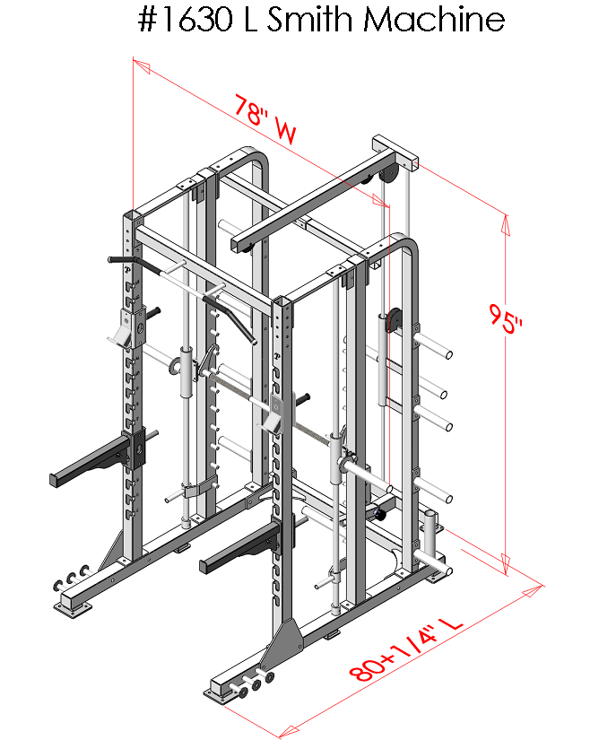 PB 1630L Power Core Elite Smith Machine/half Rack With Hi Lat/low Row Combo