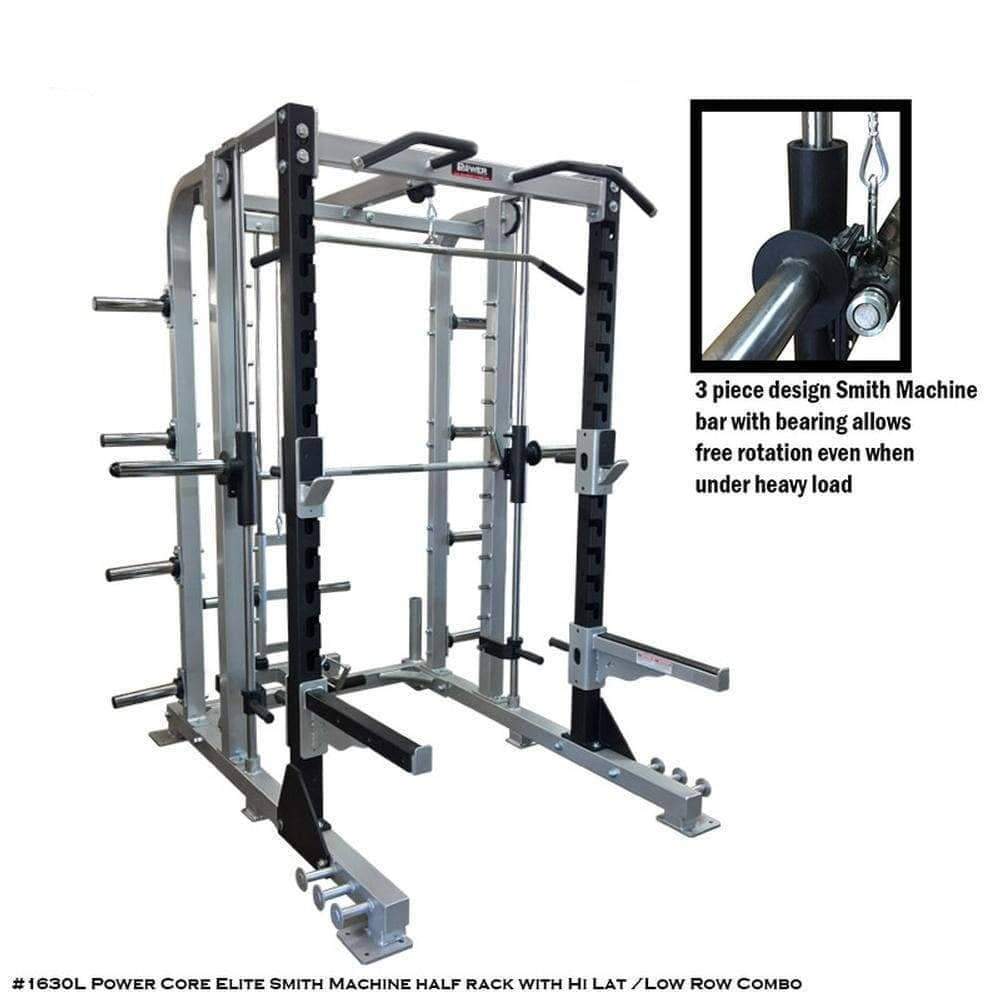 PB 1630L Power Core Elite Smith Machine half Rack With Hi Lat low