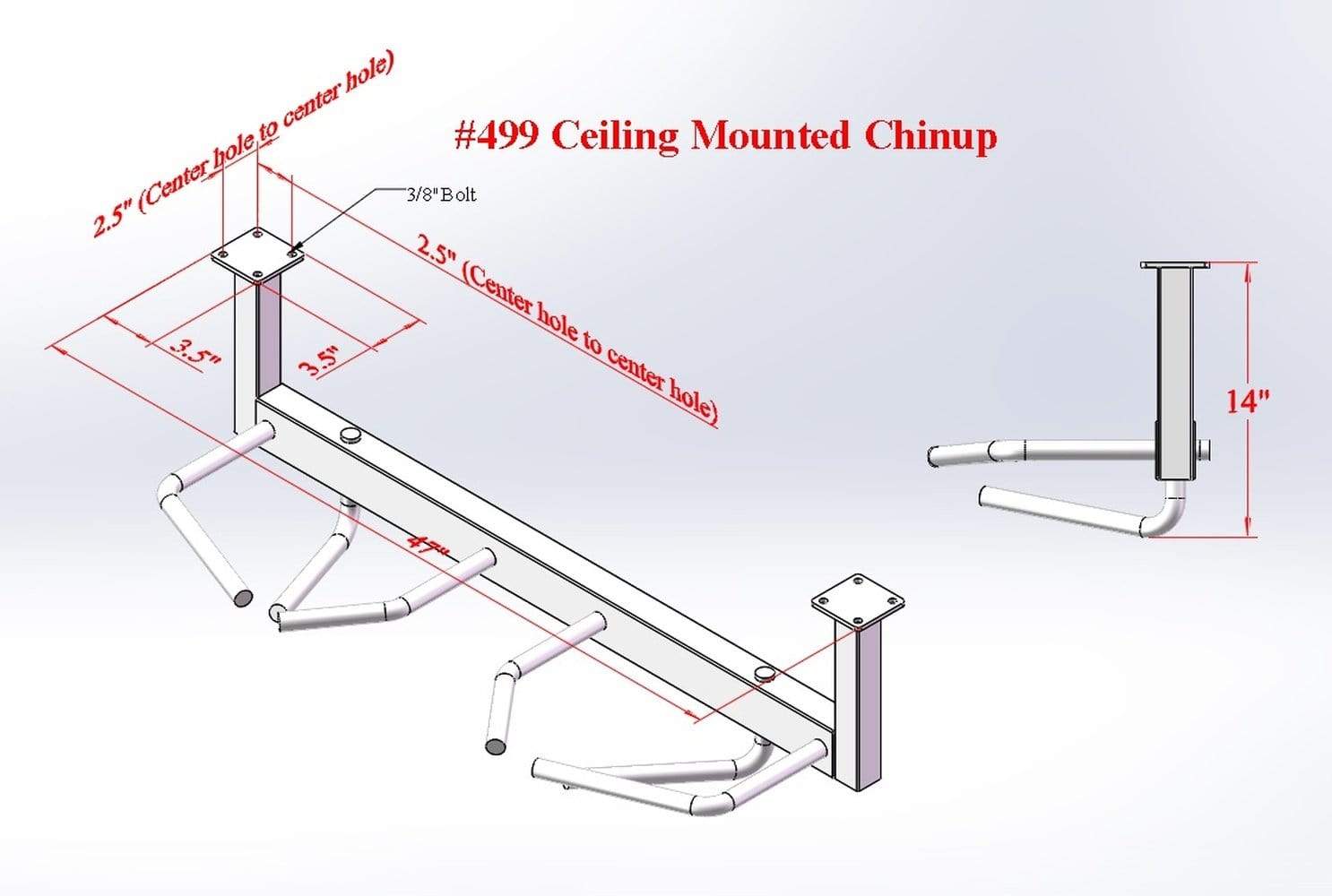 PB 499 Power Core Elite Ceiling Mounted Chin Up Station