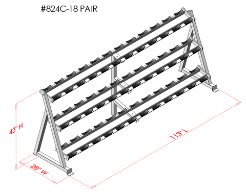 PB 824C 3 Tier Cradle Style Dumbbell Rack