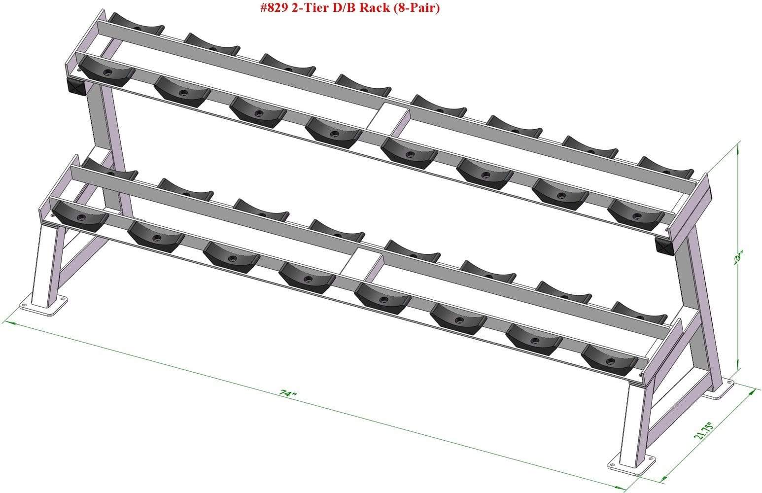 PB 829 2 Tier Dumbbell Rack With Cradles-build To Preference (Per Pair)