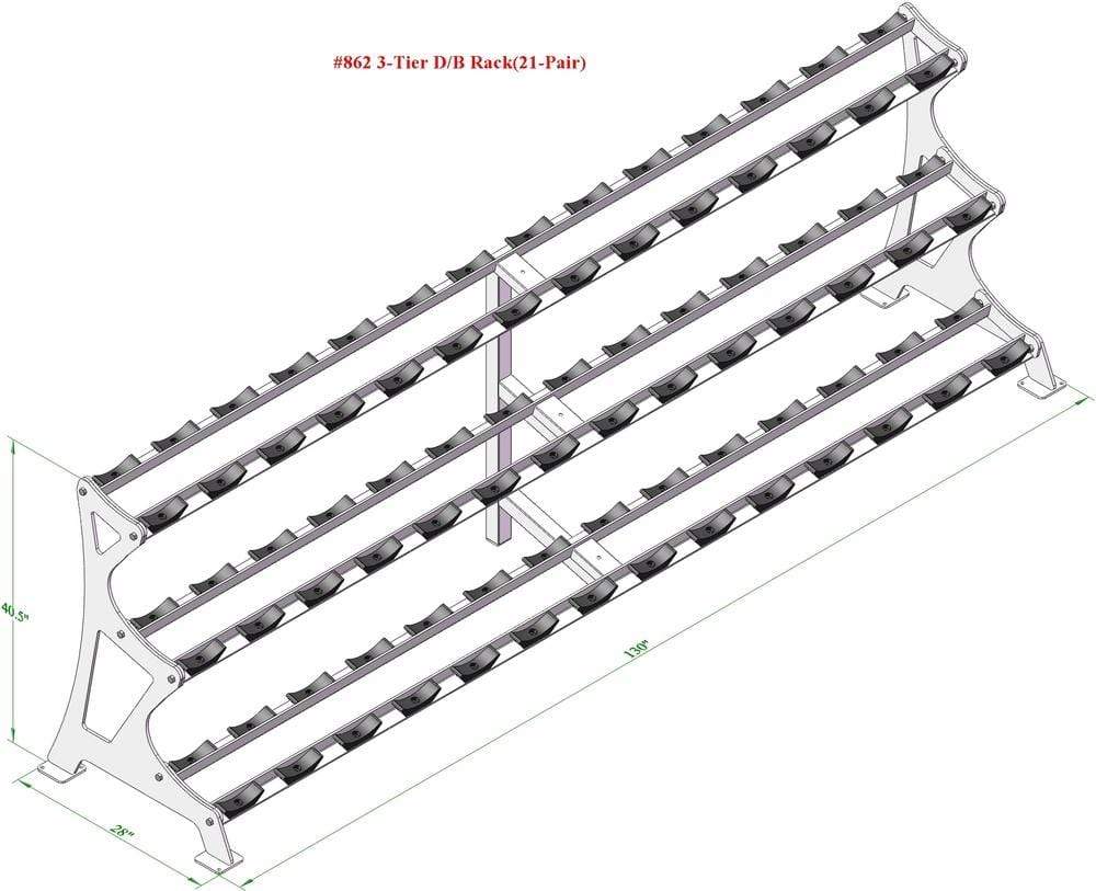 PB 862 3-Tier Dumbbell Rack With Cradles-Build To Preference (Per Pair)