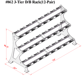 PB 862 3-Tier Dumbbell Rack With Cradles-Build To Preference (Per Pair)