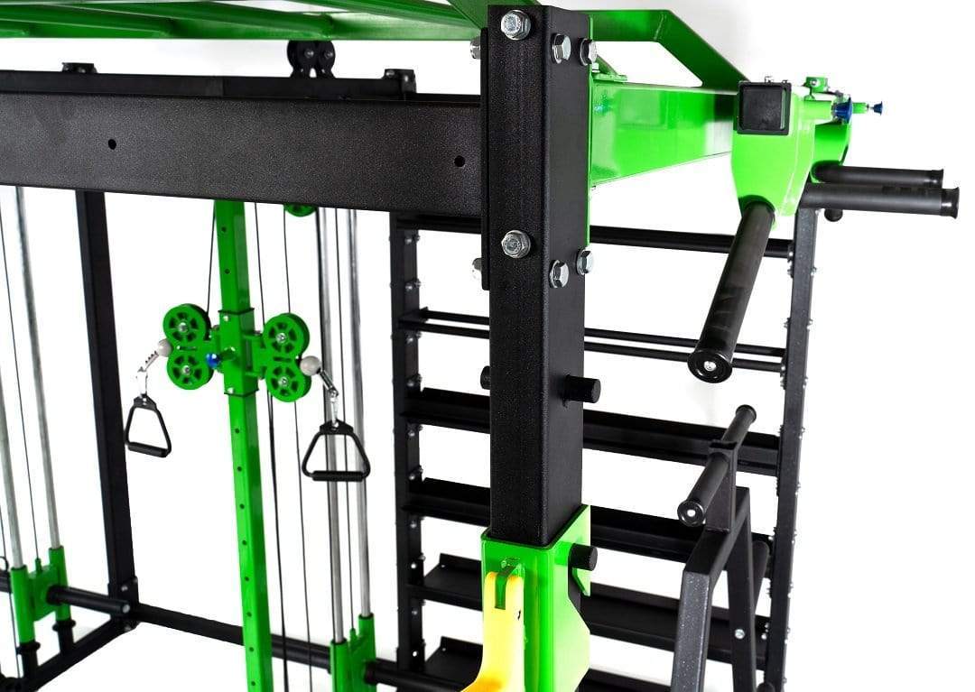 T104 Multi-Exercise CrossFit Cage with Plate-Loaded Functional Trainer and Lever Arms with Punching Bags