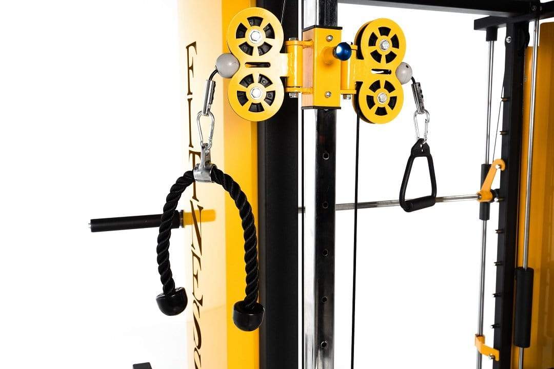 T302 Functional Trainer Smith Machine Combo and Rotating Adjustable Handles Pull-up Bar