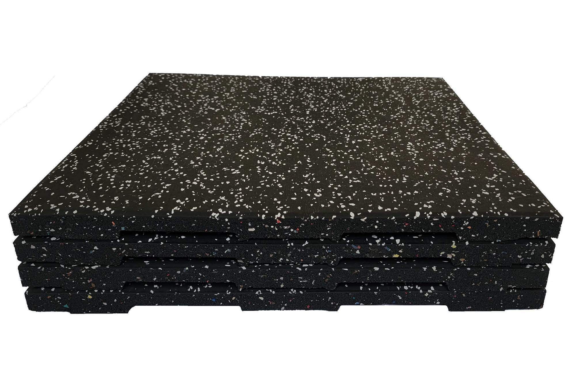 Thick Rubber Floor Gym Tiles(4 Pack) - 19.5" x 19.5" x 1"